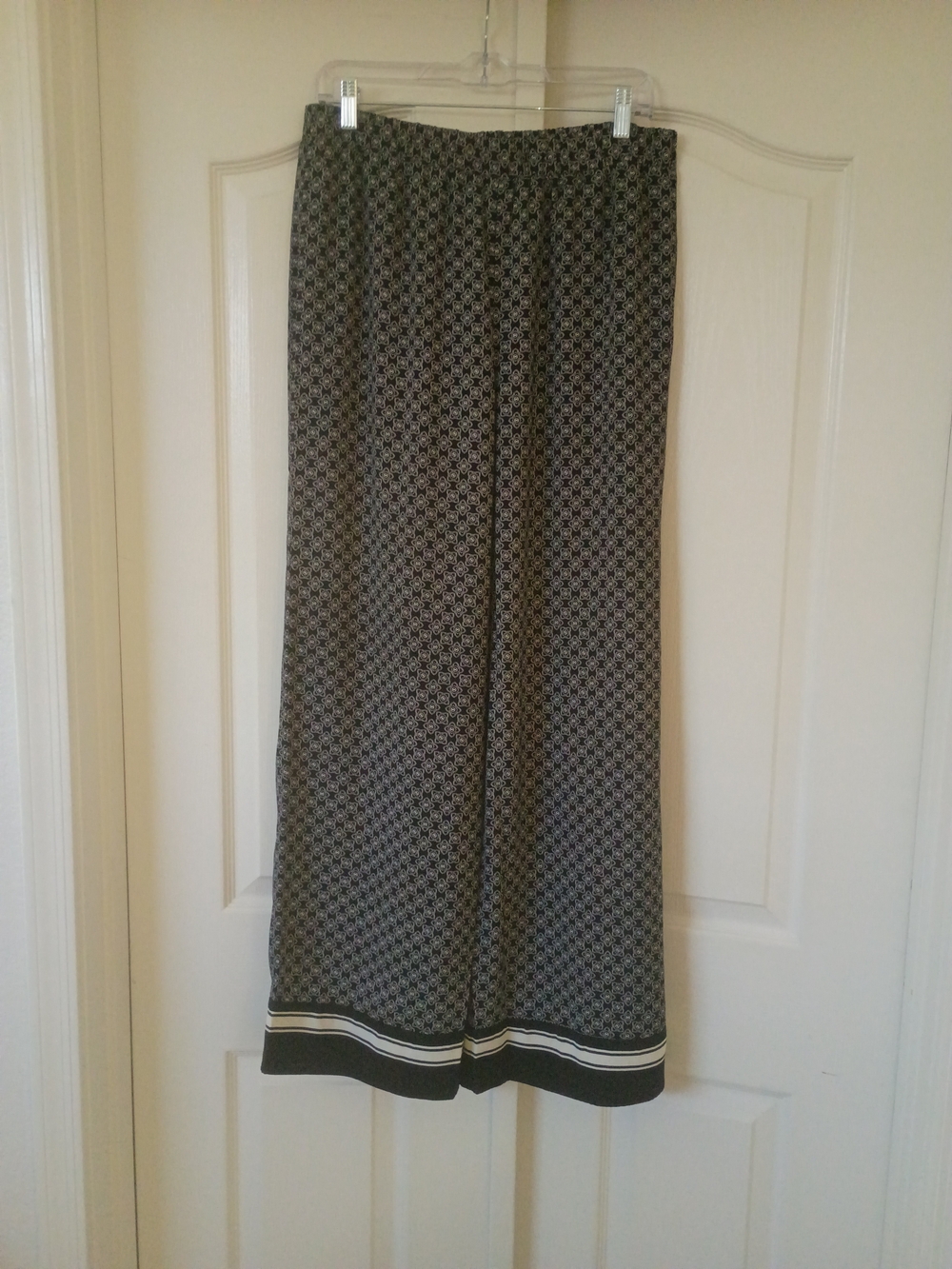 Michael Kors Black and White Wide Leg Printed Pants